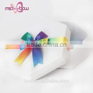 China Pre-made Satin Rainbow Gift Box Wrapping Ribbon Bow thumbnail-2