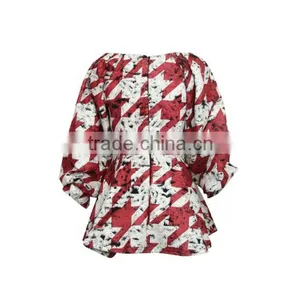 Fashion Jarquard Crochet Ruffle Bottom Long Sleeves High Quality Direct Manufacturer Ladies Blouse Hot Style thumbnail-2