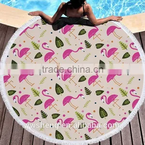 Factory Direct Sell Flamingo Round Beach Towel Superfine Fiber and Tassel 150CM thumbnail-4