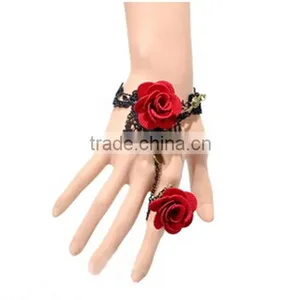 2015 Hot Style South Korean Lace Bracelets With Ring Sets Yiwu Handmade Rose Jewelry Set Wholesale thumbnail-1