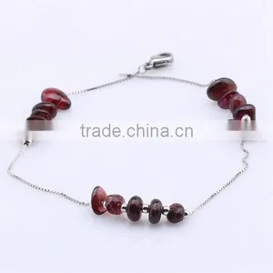 High End Crashed Garnet Stone Anklet Diy Natural Chip Stone Beads Anklet Bracelet for Women Jewelry 2016 thumbnail-1