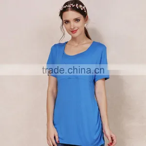 Wild Short Sleeve Nursing Clothes Solid Breastfeeding Clothing Small Fresh Pregnant Women T-shirts thumbnail-3