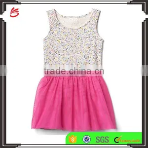 2017 New Hot Sell Kids Clothes Girl Dress Cotton Dress Children Floral Tulle Tank Dress thumbnail-1
