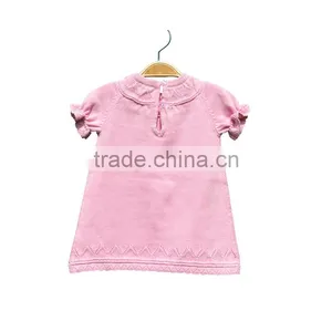 Round Neck Short Sleeve Cotton Knitting Girl Dress thumbnail-2