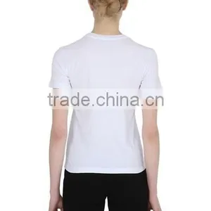 Custom Fashion White Printed T-Shirts Cotton/polyester Girls Fashion White Printed T-Shirts Short Sleeve Slim T Shirts for Women thumbnail-3