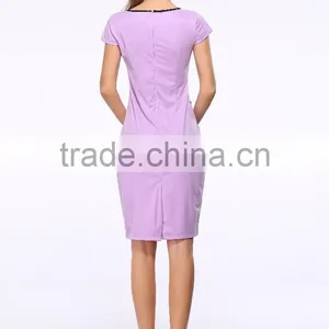Women Cross Lace Up Deep Blue-white Strip Pack Hips Sexy Pencil Dress Short Sleeve Night Club Bandage Dress SD50 thumbnail-2