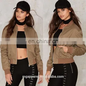 New Design Plain Cotton Bomber Jackets for Women Wholesale thumbnail-1