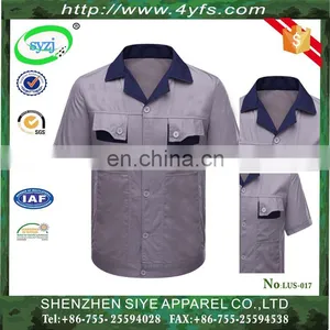 Wholesale Short -Sleeved Labor Uniform / High Quality Workwear Uniforms Industrial Uniform of 100% Cotton/TC/CVC thumbnail-1