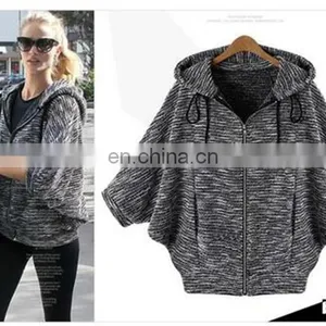 Fashion Jackets Women Europe Loose Short Jacket Batwing Sleeve thumbnail-2