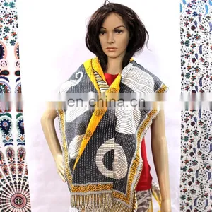 Indian Handmade Kantha Cotton Scarf thumbnail-1