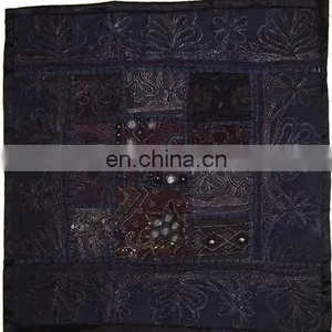 Sequins Patches Cushion Cover, Chikan Work Cushion Cover thumbnail-6