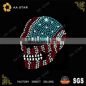 New Pattern Skull With Flag Rhinestone Design for Clothing thumbnail-1