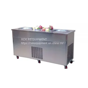 China Wholesale Prices Thai Stir Fry Ice Cream Roll Machine Customized Double Pan Fried Ice Cream Machine For Sale thumbnail-2