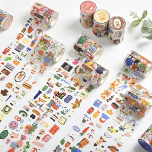 PVC and Paper Tape Custom Cartoon Cute Bear Hand Account Diary DIY Decorative Hand Account Material Stickers thumbnail-3
