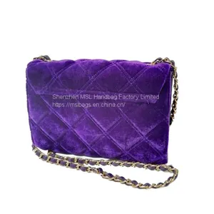 Women Shoulder Handbags Top Quality Velvet Diamond Quilted Chain Interlaced Crossbody Bags thumbnail-3