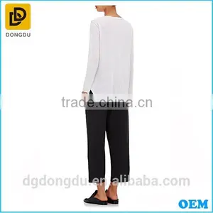 New Fashion Casual Lady Pick Stitched Long Sleeve T Shirt thumbnail-3