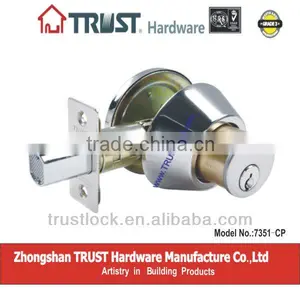 7351CP TRUST Deadbolt Lock With Single Full Brass Cylinder thumbnail-1