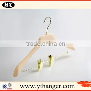 High Quality Plastic Suit Hanger Velvet Hanger With Golden Clips thumbnail-2