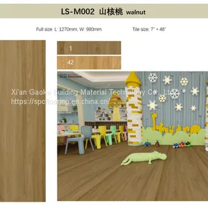 GKBM LS-M002 5mm 6mm 1220mm Eco-friendly Unilin Click Walnut Brown Burlywood Wood Grain SPC Flooring thumbnail-3