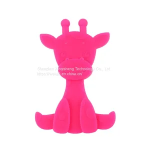 BPA Free Baby Teething Toy Silicone Giraffe Teether Toy Natural Amber and Rubber Giraffe Teething Toy thumbnail-3