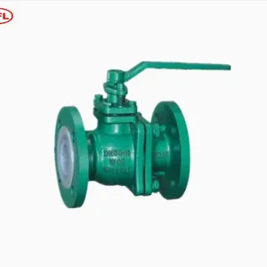 Fluorine Lined Ball Valve Acid and Alkali Corrosion Resistant Cast Steel Lined With PTFE Carbon Steel Flange Ball Valve GB Pn16 thumbnail-3