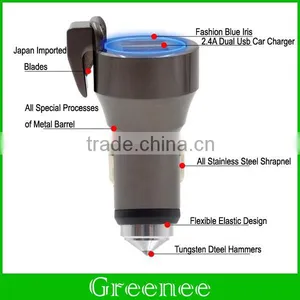 Newest Multifunction Car Charger Dual USB Tungsten Steel Safe Hammers for IPhone 6 6S Plus and Smartphones thumbnail-4