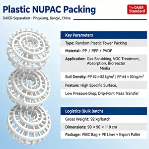 Pingxiang DAIER Plastic NUPAC Packing for Gas Scrubbing & Mass Transfer Columns thumbnail-2