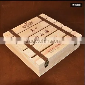 4 Bottles Pine Wood Wine Box Wooden Wine Bottle Gift Box thumbnail-2