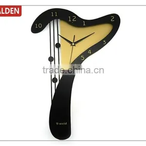 Harp Shaped Creative Fashion Quartz Analog Wooden Wall Clock thumbnail-1