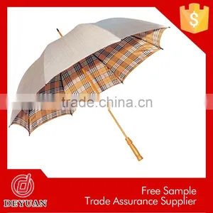 China Supplier Golf Gift 30inch Advertising Wooden Umbrellas thumbnail-2