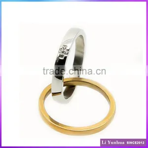 Two In One Designed Custom Made Pink Gold Plated Stainless Steel Ring With CZ Stone thumbnail-1