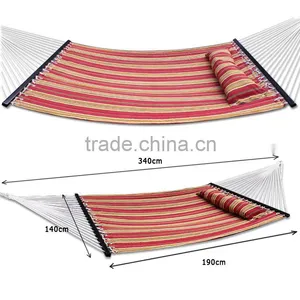 Hammock-Quilted-Fabric-W-Pillow-Double-Size-Spreader-Bar-Heavy-Duty-Stylish-Red thumbnail-1