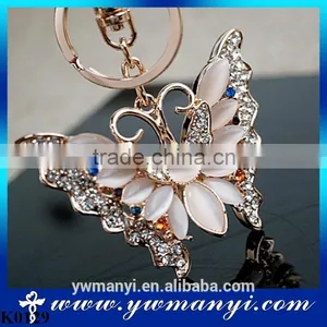 High Quality Rhinestone Butterfly Jewelry Keychain Women Key Holder Chain Ring Car Bag Pendant Charm For Wholesale K0129 thumbnail-1