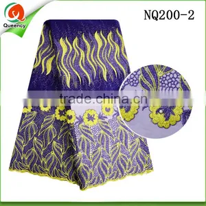 Austrian Embroidered New French Lace Fabric With Embroidery Border and Eyelet Design thumbnail-1