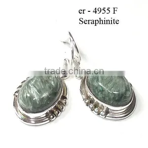 Seraphinite Earrings 925 Sterling Silver Jewelry Wholesale Semi Precious Gemstone Earrings thumbnail-1