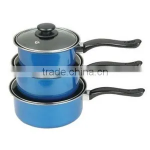 Non Stick Carbon Steel Sauce Milk Pot / Pan With Glass Lid / Cover thumbnail-2