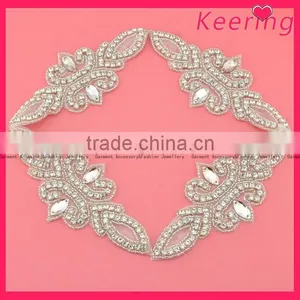 Fancy Shiny Rhinestone Appliques Iron on Sash WRA-385 thumbnail-4