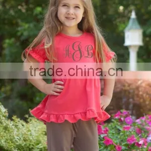 Beautiful Baby Long Sleeve Top Childs Blank White t Shirt Ruffles With Ruffle Pant Set thumbnail-5