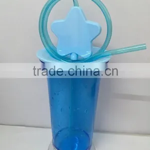 Cute Water Bottle With Straw and Cartoons thumbnail-1