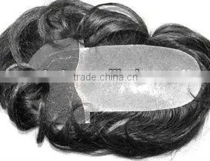 Front Lace and Mono Patch Remy Hair Men's Toupee Hair Replacement thumbnail-1