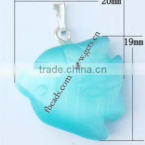 20x19x6mm Blue Animal Cats Eye Pendants thumbnail-1