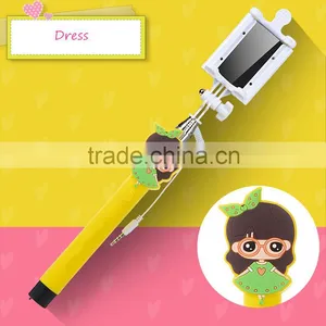 2015 Wholesale Lovely Cartoon Girl Design Portable Selfie Stick Wired Control thumbnail-6