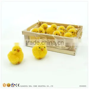 Polyresin Crafts in Wood Box Plush Chicken Toy thumbnail-1