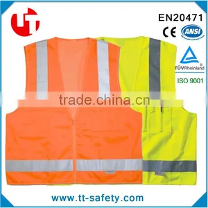 High Visibility 3M Scotchlite Reflective Multi Pockets Work Vest 3m Reflective Jacket Quality Choice thumbnail-1