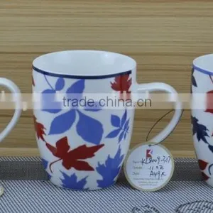 14OZ Flower With Dot Design Decal Printed Coffee Cups, Shiny Surface Porcelain Mug, KL5001-A403 thumbnail-3