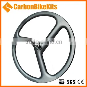 CBK T700 Lightweight Carbon Fiber 700C Road Track 3 Spoke Bicycle Wheel thumbnail-2