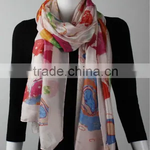 In Stock Mixed Color Popular Polyester Printed Scarf thumbnail-1