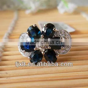 Newest Luxurious Genuine Sapphire 925 Sterling Silver Antique Ring thumbnail-1