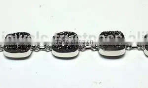 Coated Titanium Black Druzy Cushion 925 Sterling Silver Rough Bracelet, Designer Bracelet, Multi Stone Silver Bracelet thumbnail-1