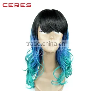 Long Wavy Black Ombre Lace Front Wig Synthetic Hair Wig for Women thumbnail-1